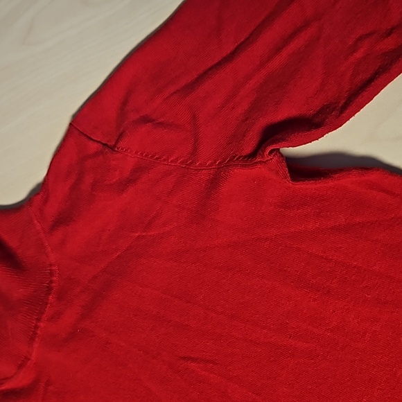 Red Knit Turtleneck Shirt Long Sleeve, size XS - Picture 3 of 13